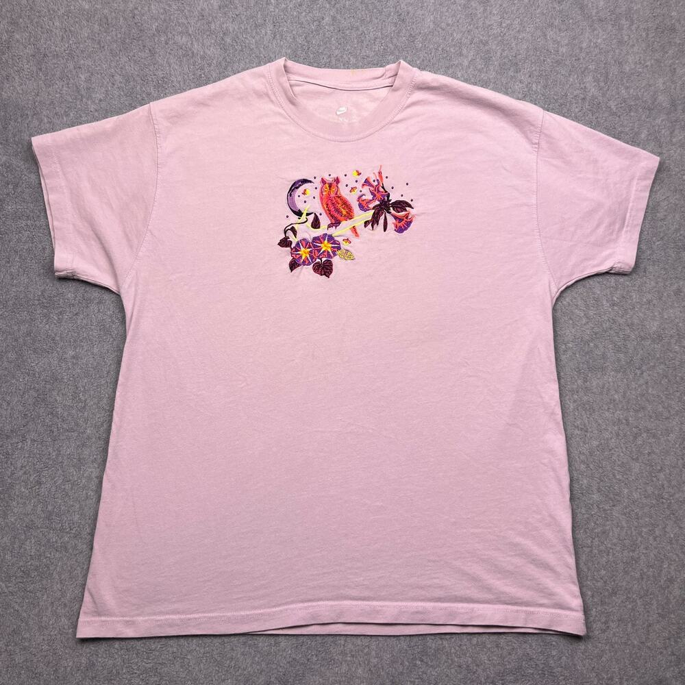 Nike Owl T-Shirt Adult Large Pink Cotton‎ Crew Neck Short Sleeve Pullover